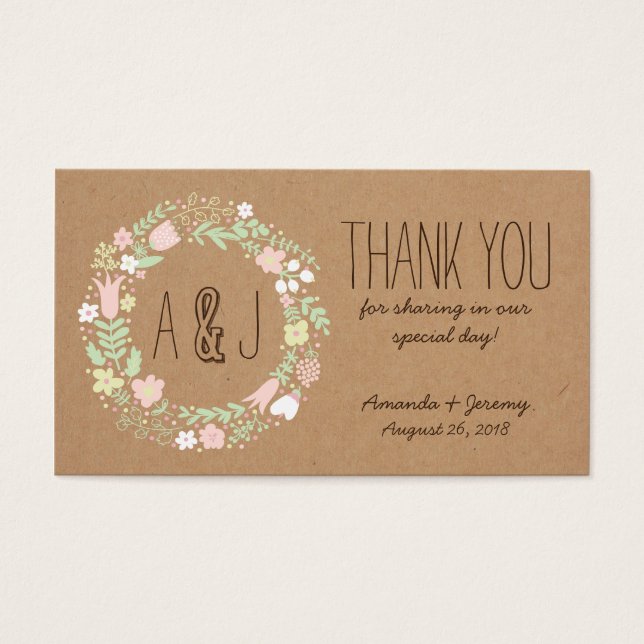 Boho Pastel Floral Wreath Rústico Boda (Frente)