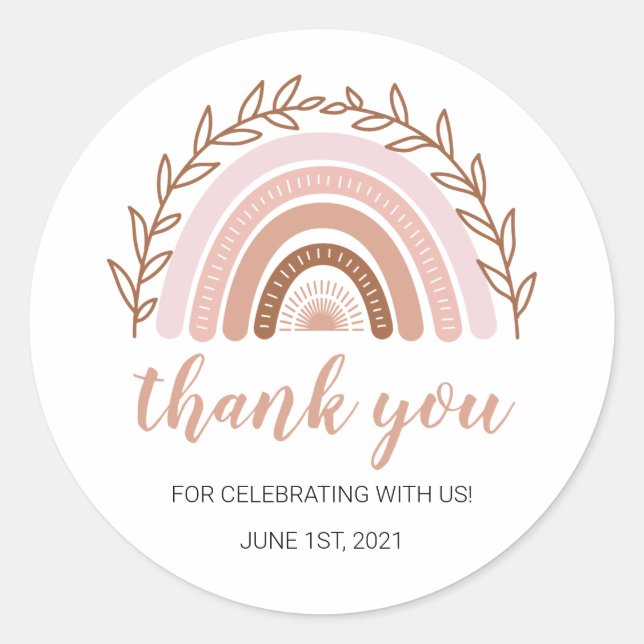 Boho Pegatinas del arcoiris, cumpleaños | Pegatina (Anverso)