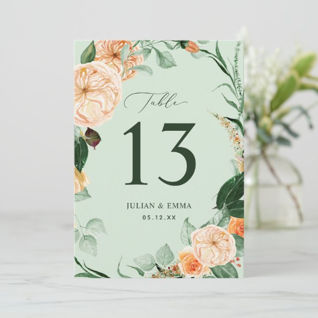 Boho Personalizado de Floral de arcilla verde bovi (Anverso de pie)