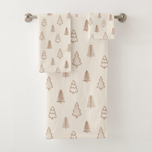 Boho Pine Trees Modern Winter Forest Neutral Beige (In situ)