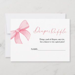 Boho Pink Bow Daiper Raffle para bebé Tarjeta de d