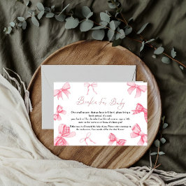 Boho Pink Bow libro para bebé, tarjeta de solicitu
