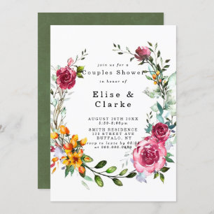 Boho Pink Burgundy Parejas Florales Invitan A La D