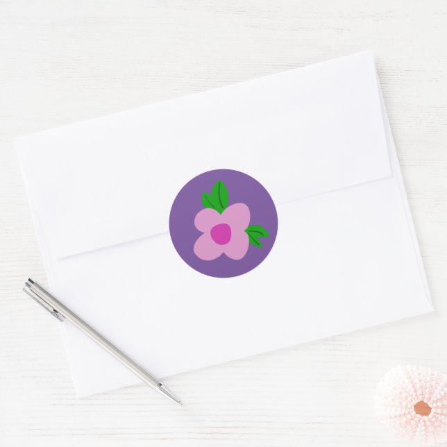 Boho Pinky Flower Round Fiesta Pegatina (Sobre)