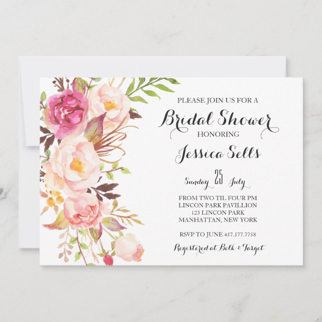 Boho pluma la invitación a la ducha nupcial (Anverso)