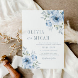boho polvoriento azul floral invitación a la boda