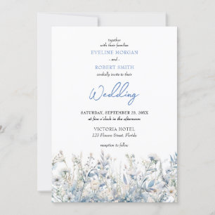 Boho polvoriento azul flores silvestres invitación