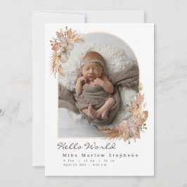 Boho Pompas Grass Baby Invitación