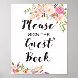 Boho Por favor firma el libro de invitados Señal