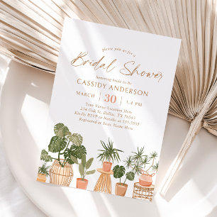 Boho Potted House Plants Bridal Shower Invitación