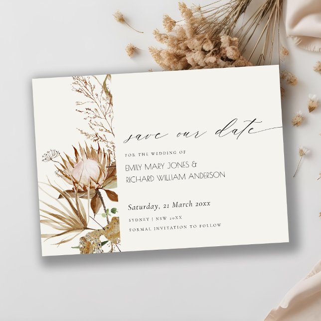 Boho Protea Floral de palma seca salva la tarjeta  (Subido por el creador)