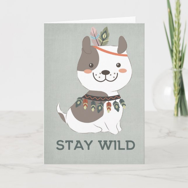 Boho Puppy Dog - No te pierdas la tarjeta de felic (Anverso)