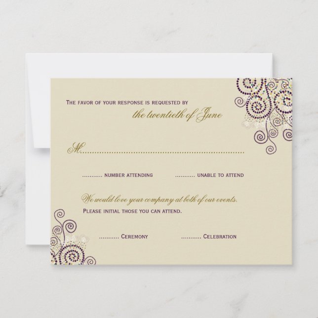 Boho Purple Spiral Bar / Tarjeta RSVP Bat Mitzvah (Anverso)