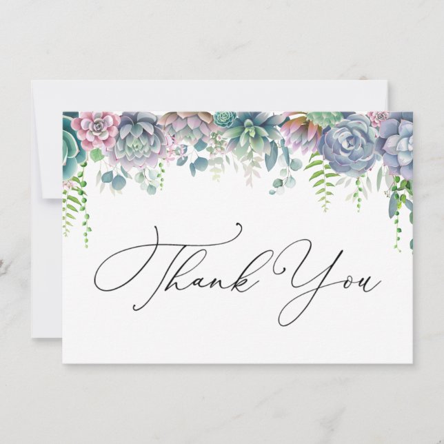 Boho Purple y Green Succulum Gracias (Anverso)