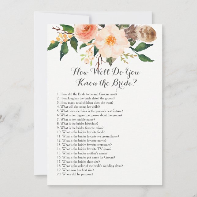 Boho ¿Qué tan bien conoces a la novia? (Anverso)