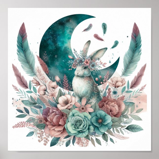 Boho Rabbit Baby Room Decoración de arte (Frente)