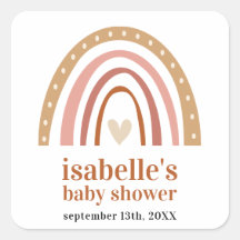 Boho Rainbow Baby Shower Favor Pegatina