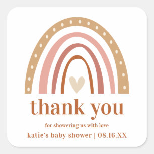 Boho Rainbow Baby Shower Favor Pegatina