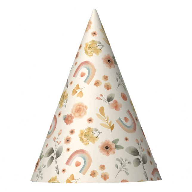 Boho Rainbow Birday Party Gorras - Earthy Watercol (Anverso)
