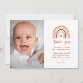 Boho Rainbow Birthday Foto Gracias Invitación