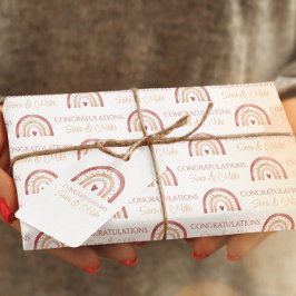 Boho Rainbow Felicidades por envolver hojas de pap