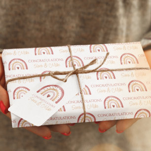 Boho Rainbow Felicidades por envolver hojas de pap