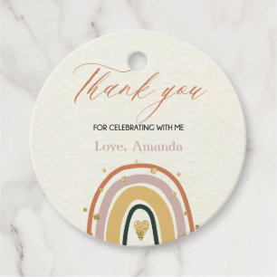 Boho Rainbow Gold Circle Gracias Etiqueta