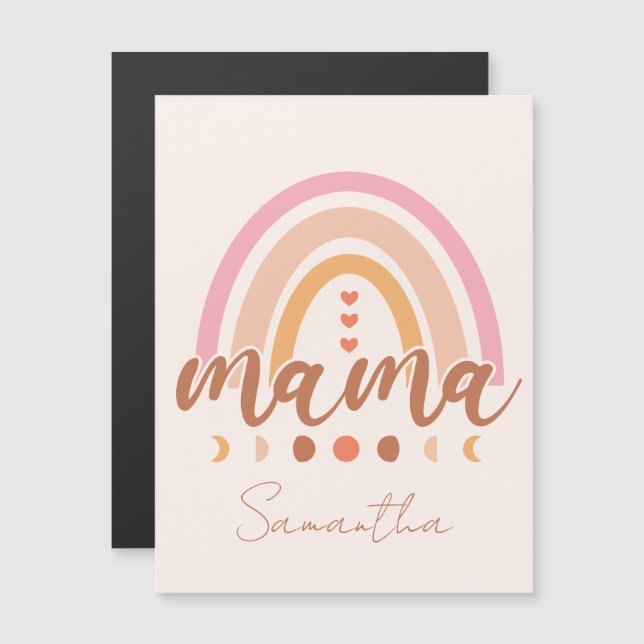 Boho Rainbow Mama con las fases lunares (Anverso/Reverso)