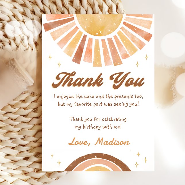 Boho Rainbow Sunshine Birday Tarjeta de agradecimi (Subido por el creador)