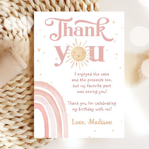 Boho Rainbow Sunshine Birday Tarjeta de agradecimi