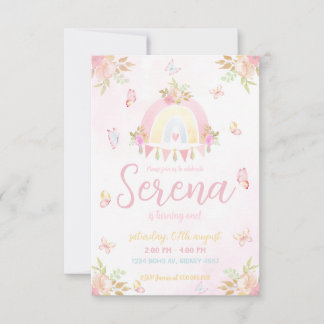 Boho Rainbow Watercolor Invitation
