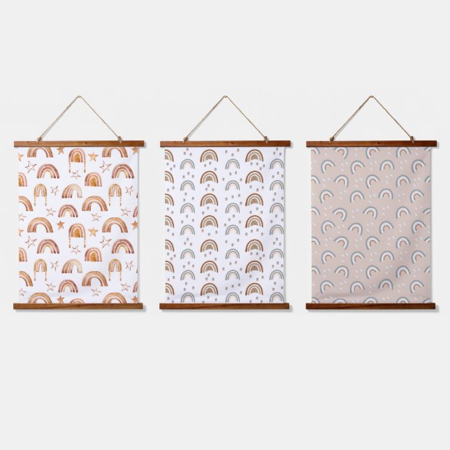Boho Rainbows Nursery Colgando Tapiz Arte Pared (Triple)