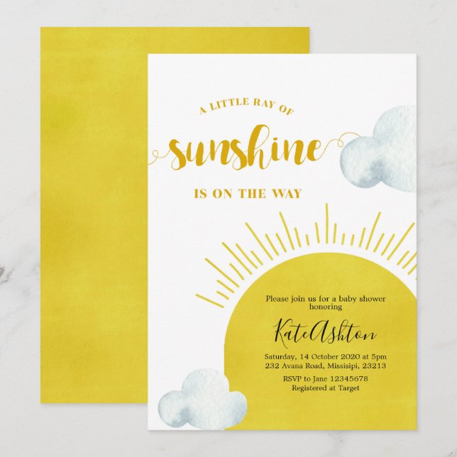 Boho Ray de la invitación de Baby Shower Sunshine (Anverso / Reverso)
