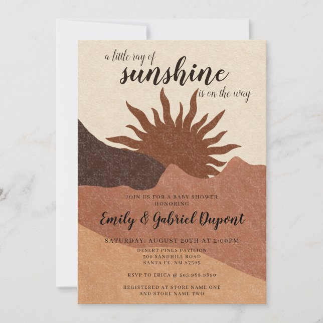 Boho Ray De La Invitación De Sunshine Baby Shower (Anverso)