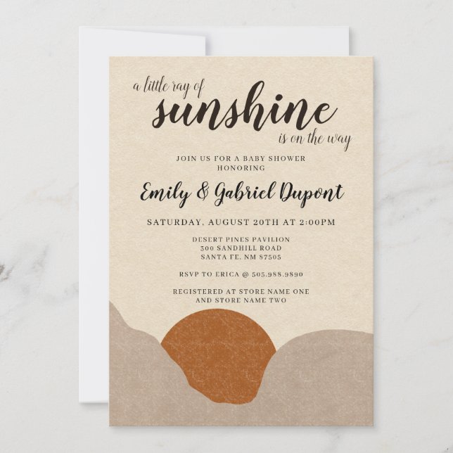 Boho Ray De La Invitación De Sunshine Baby Shower (Anverso)
