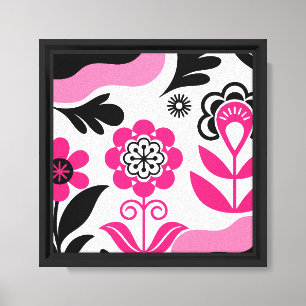 Boho Resumen arte en pared de flores rosas