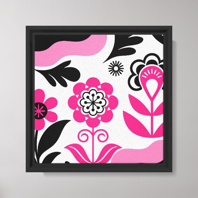 Boho Resumen arte en pared de flores rosas (Anverso)
