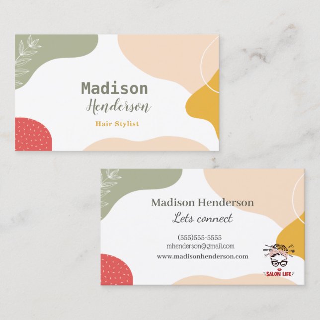 Boho Resumen de las tarjetas de visita de Hair Sty (Anverso / Reverso)
