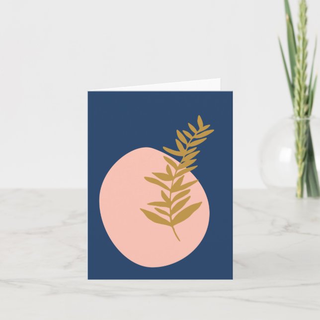 Boho Resumen moderno Arte botánico Oro azul rosado (Anverso)