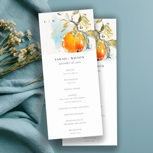 Boho Resumen Naranja Programa de Boda Jardín (Subido por el creador)
