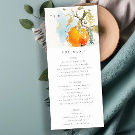 Boho Resumen Naranja Tarjeta de menú Boda Jardín
