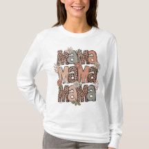 Boho Retro Floral "Mama" Camisa de Larga Manga