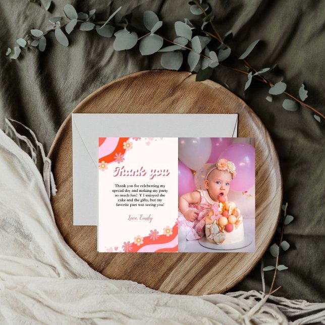 Boho Retro Groovy Daisy Cumpleaños tarjeta de agra (Subido por el creador)