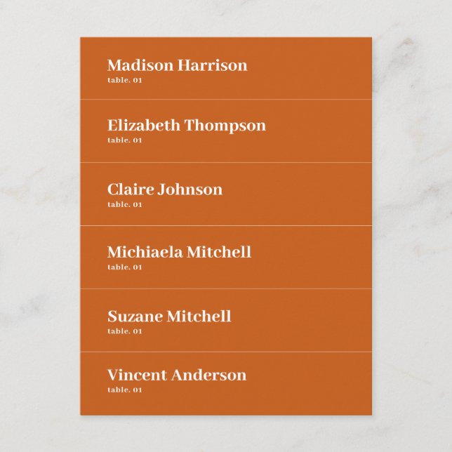 Boho Retro Naranja Boda tarjeta de lugar DIY (Anverso)
