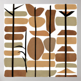 Boho Rock Polygon Leaf Estilo de arte botánico Mod