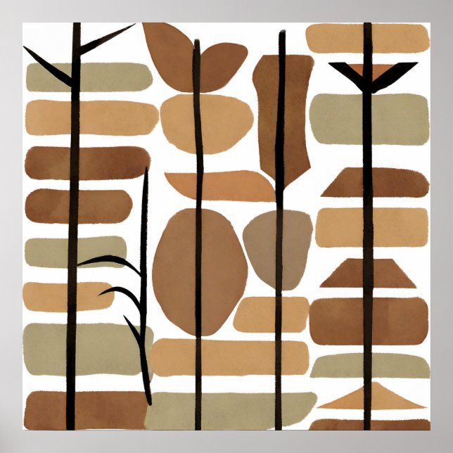 Boho Rock Polygon Leaf Estilo de arte botánico Mod (Frente)