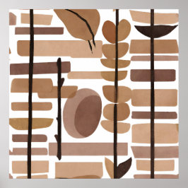 Boho Rock Polygon Leaf Estilo de arte botánico Mod