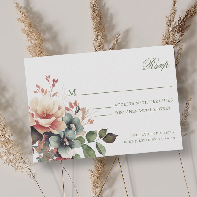 Boho romántico otoño boda floral otoño RSVP (Romantic Boho Fall Autumn Floral Wedding RSVP )