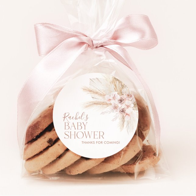 Boho Rosa Baby Shower Favor Pegatinas Bebé (Subido por el creador)
