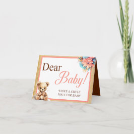 Boho Rosa Bear Baby Shower Querida Tarjeta de Mesa